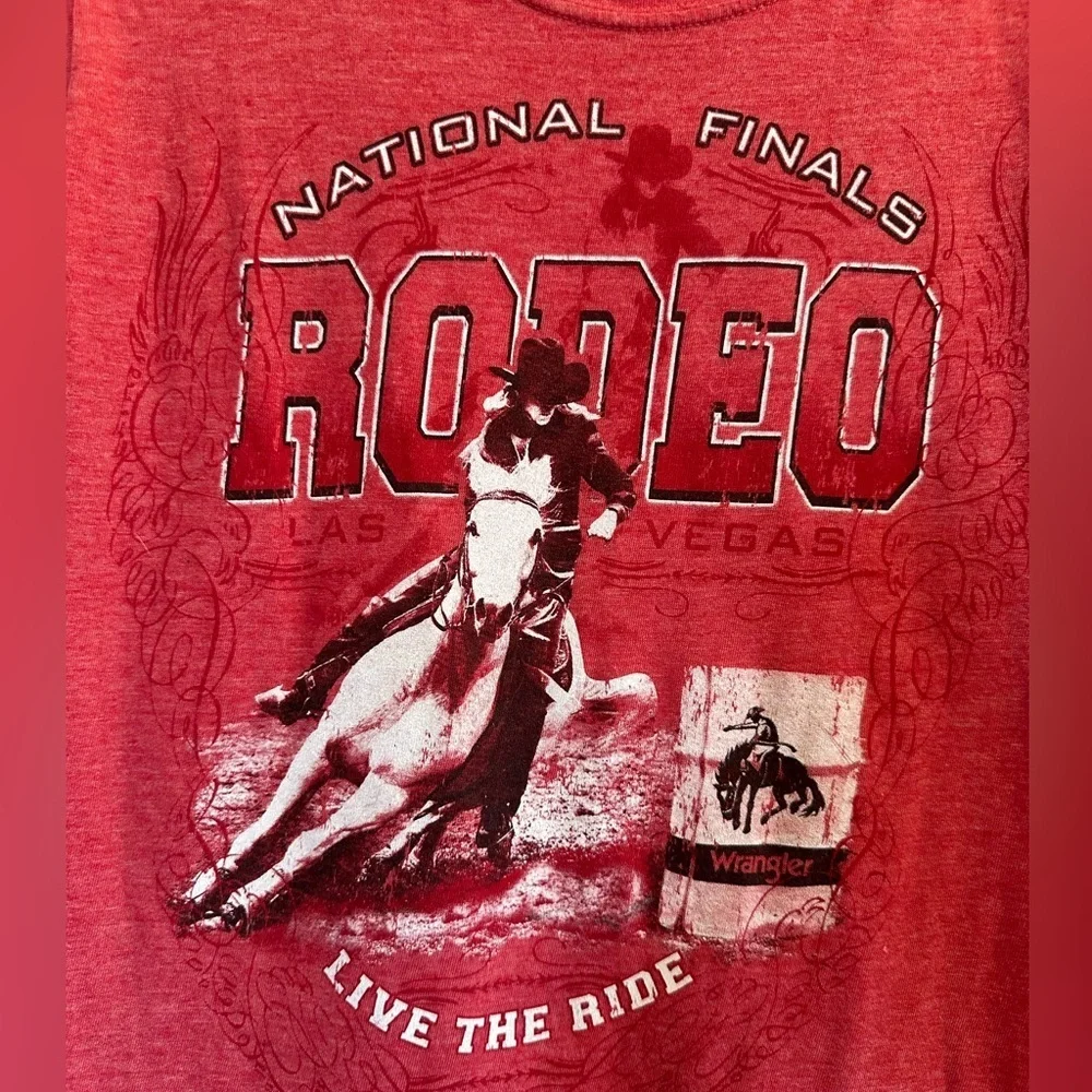 ProRodeo Gear NFR Tee Shirt Girls L Red National Finals Rodeo Vegas 2015 PRCA